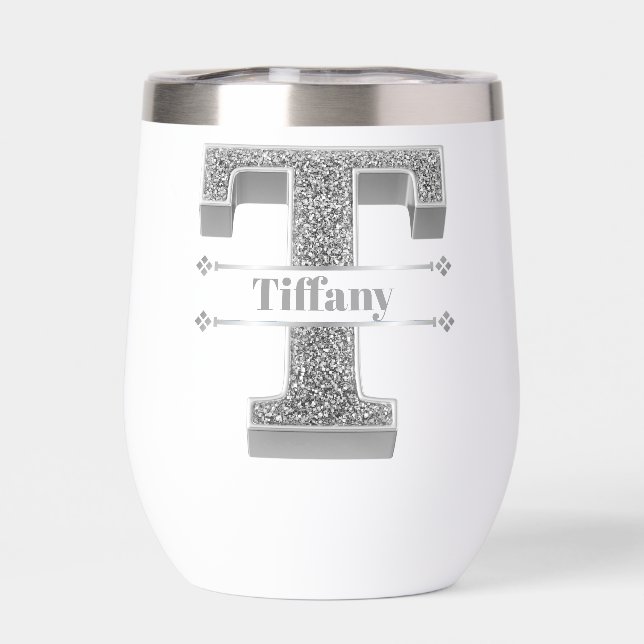 Personalizado T Monograma De Plata Inicial Su Nomb (Trasero)