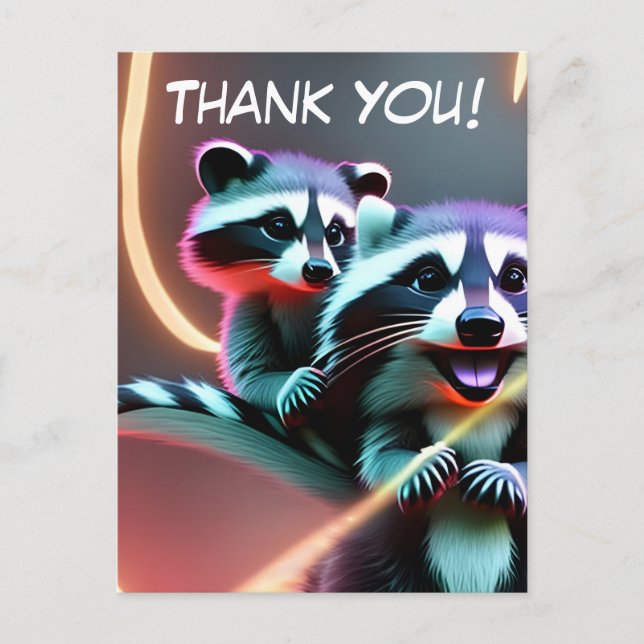 Personalizado, tarjeta de agradecimiento, Racoon C (Anverso)
