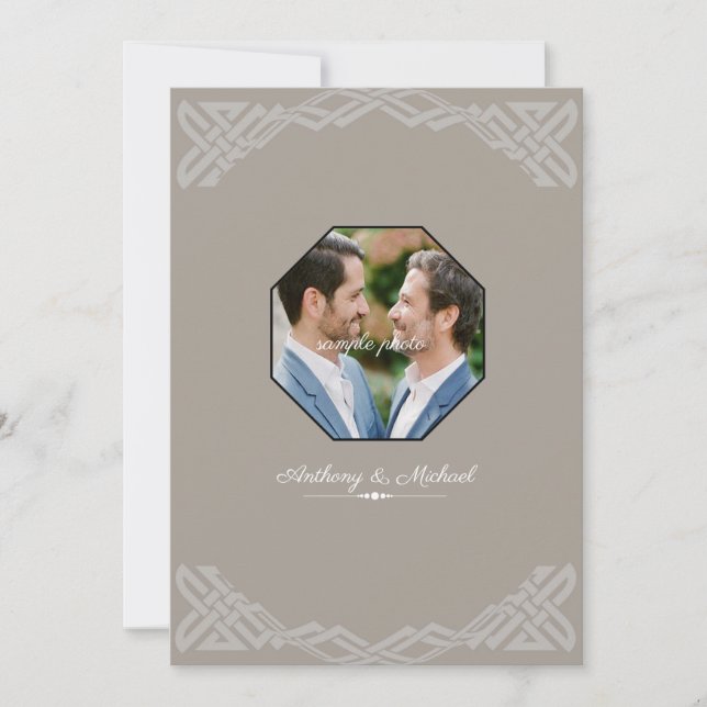 Personalizado Taupe Invitación a la boda gay (Anverso)