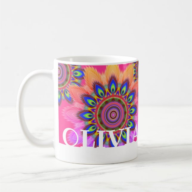 Personalizado taza de café BOHO inicial Patrón de  (Izquierda)