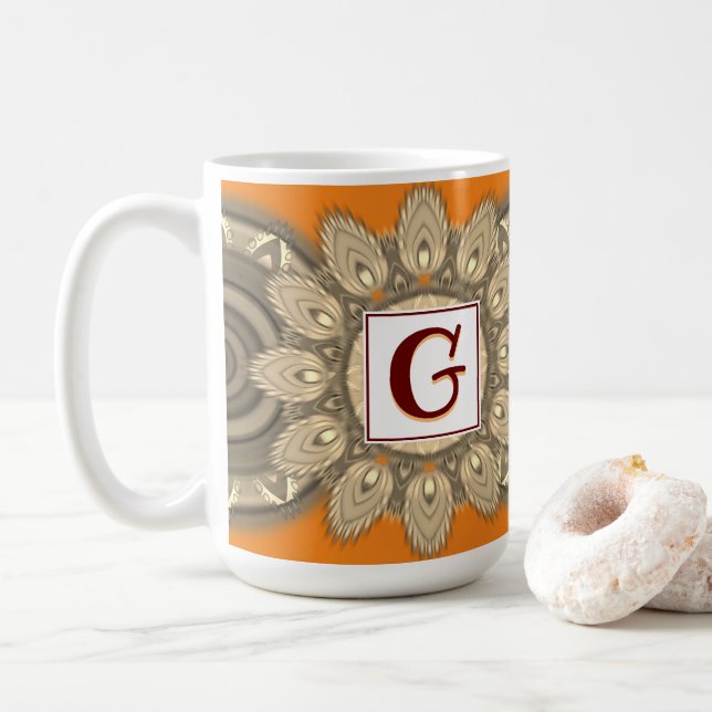 Personalizado taza de café grande inicial Patrón d (Con donut)