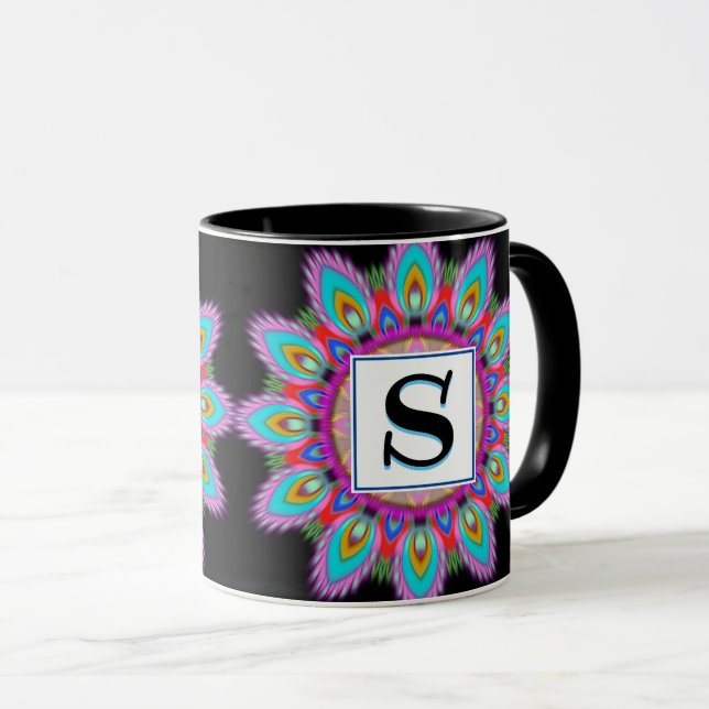 Personalizado taza de café negro inicial Patrón de (Anverso derecho)