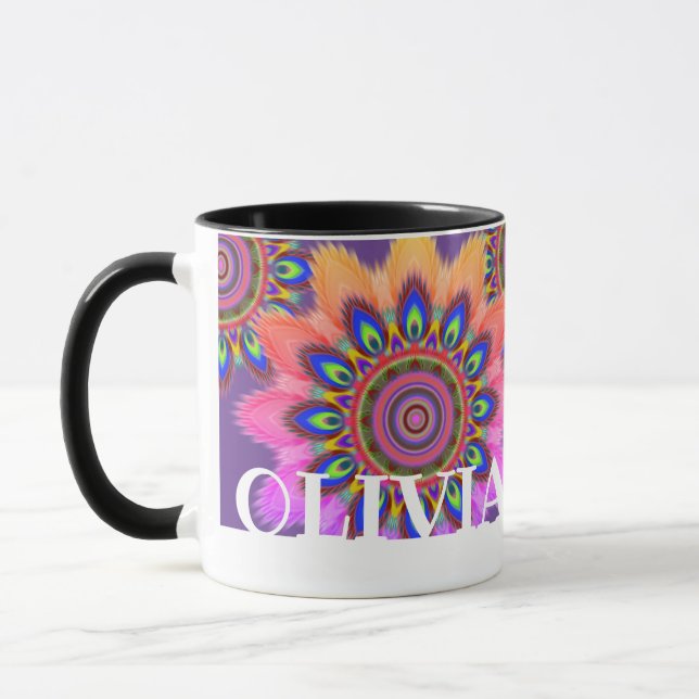Personalizado taza de café PEACOCK inicial Patrón  (Izquierda)
