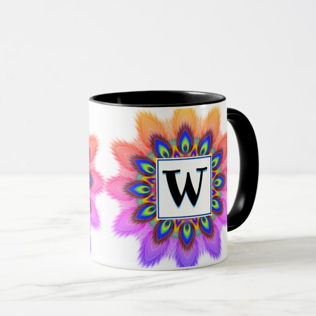 Personalizado taza de café PEACOCK inicial Patrón  (Anverso derecho)
