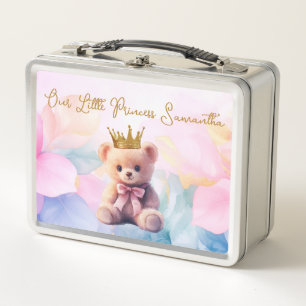 Personalizado Teddy Bear Cinta rosa Crown de oro