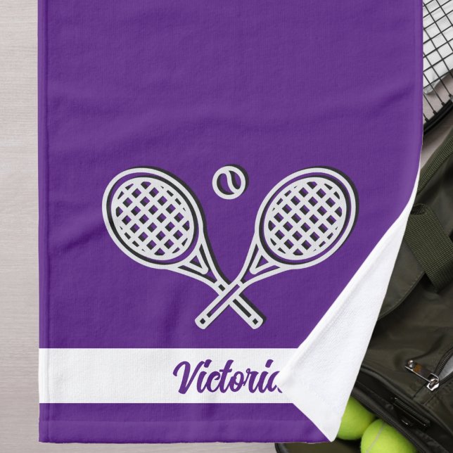 Personalizado Tema del tenis Monogramo Nombre de l (Custom Tennis Theme Monogrammed Name Tennis Ball Hand Towel.)
