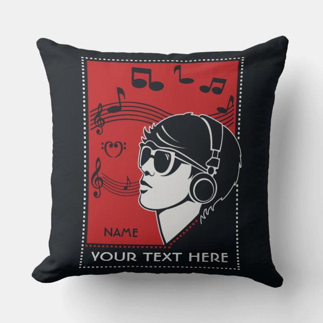 Personalizado Texto Art Deco almohada de música (Anverso)