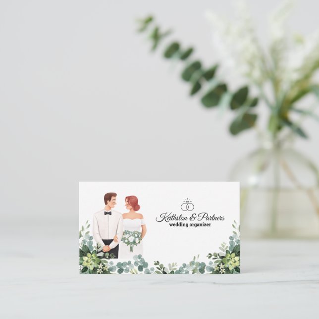 Personalizado texto boda floral moderno tarjeta de (Anverso de pie)