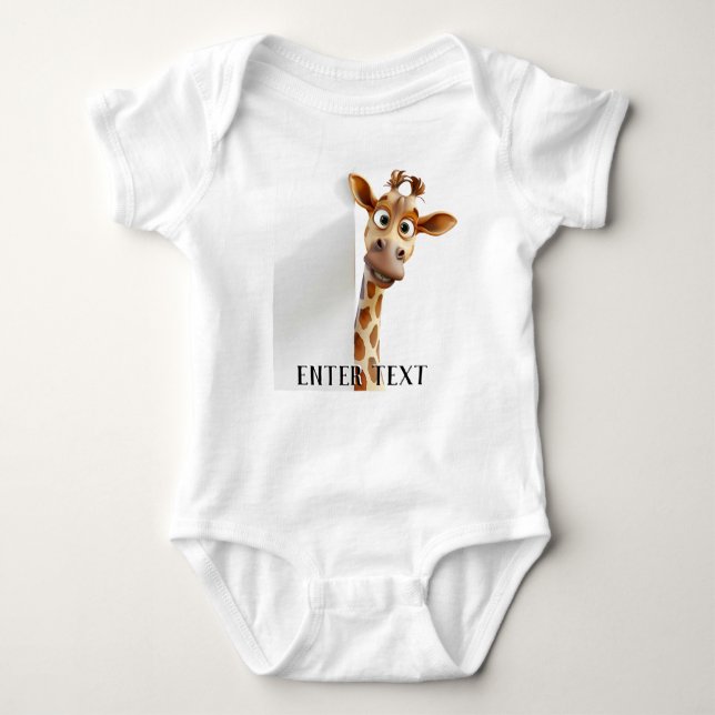 Personalizado Texto Cute Giraffe Peeking Baby Body (Anverso)