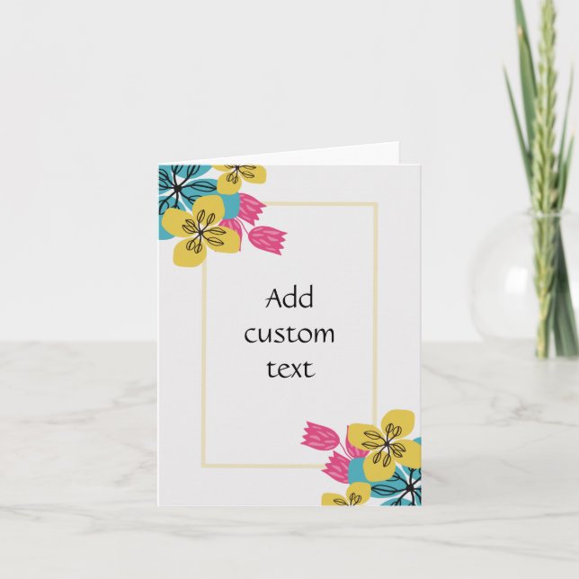 personalizado texto floral tarjeta blanca simple (Anverso)