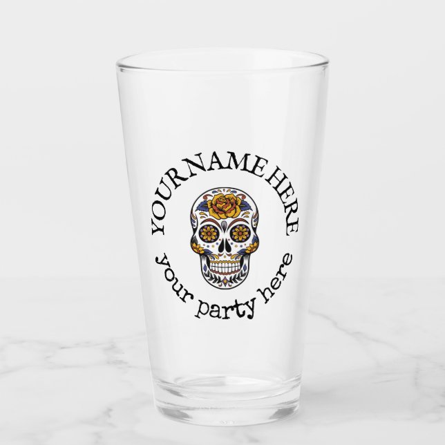 Personalizado Texto Halloween Sugar Skull Beer (Anverso)