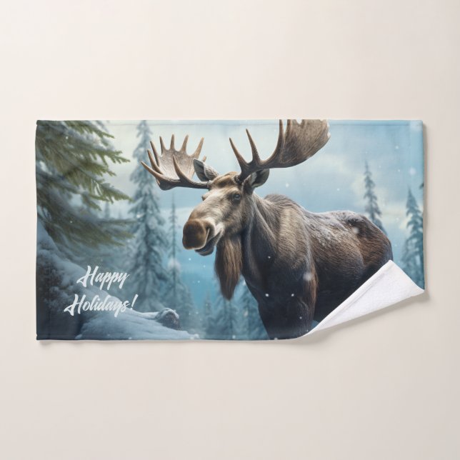 Personalizado Texto Moose Invierno (Toalla de mano)