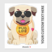 Personalizado texto pegatina de vida de Pug