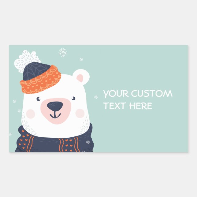 Personalizado texto pegatinas de oso de invierno (Anverso)