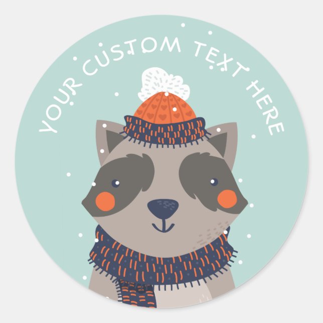 Personalizado texto pegatinas de Winter Raccoon (Anverso)