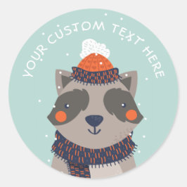 Personalizado texto pegatinas de Winter Raccoon