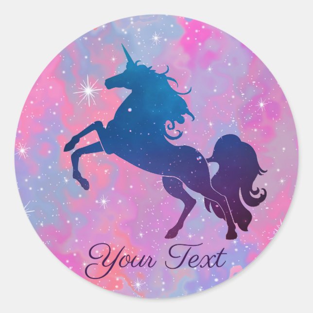 Personalizado Texto rosa/morado galaxia Pegatina u (Anverso)