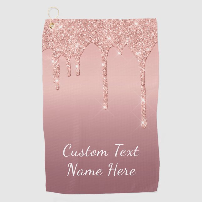 Personalizado Texto Rosa Oro Purpurina Toalla de G (Anverso)