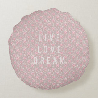 Personalizado Texto rosa rosa y almohada redonda d