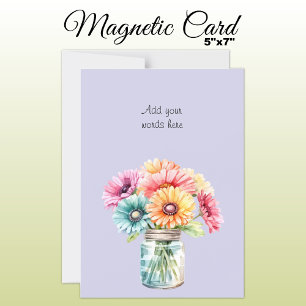 Personalizado texto tarjeta magnética gerbera flor