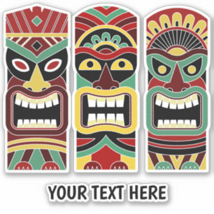 Personalizado texto Tiki Totems pegatinas