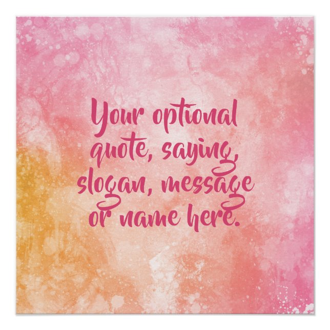 Personalizado texto Watercolor Splash poster (Anverso)