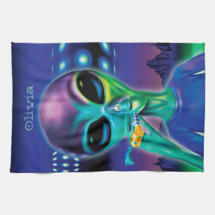 Personalizado Toalla de té Alien lléveme a su Fies