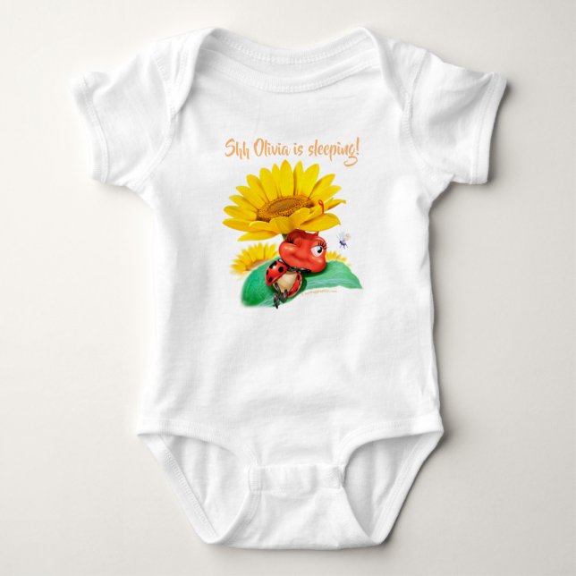Personalizado traje de jersey bebé dormido Ladybug (Anverso)