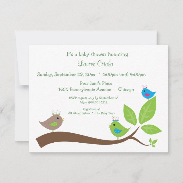 Personalizado Tres Pájaros Pequeños Invitación Bab (Anverso)