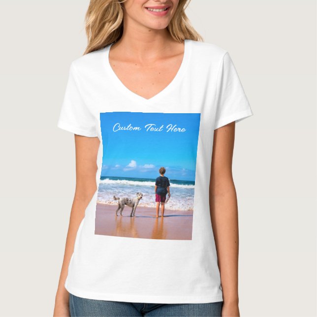 Personalizado tu camiseta fotográfica con texto (Anverso)