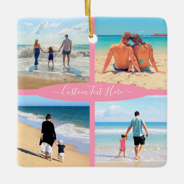 Personalizado Tu Collage de fotos Texto Ornamento  (Anverso)