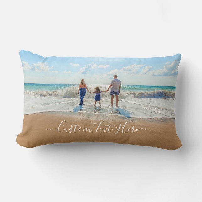 Personalizado tu foto almohada lumbar con texto (Anverso)