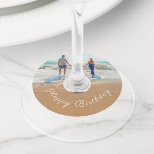 Personalizado tu foto y texto etiqueta de cristal 