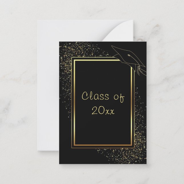 Personalizado Tu Invitación a Graduación Oro Negro (Reverso)