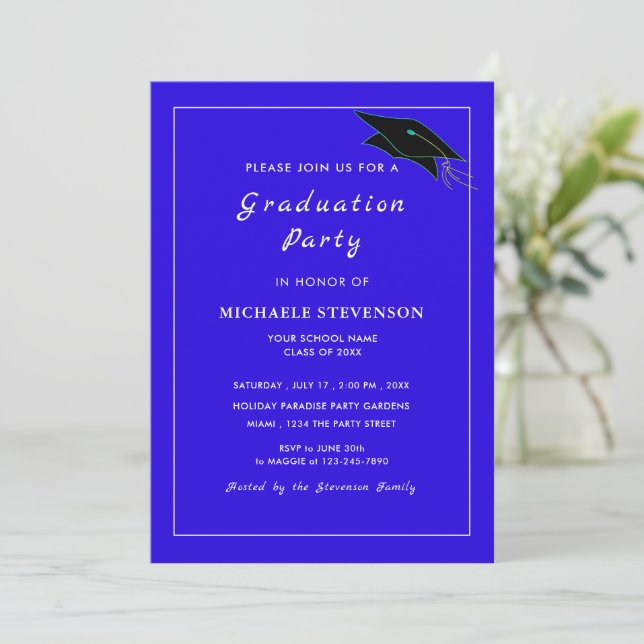 Personalizado Tu Propio Diseño Blue Grad Invitació (Anverso de pie)