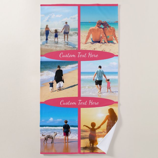 Personalizado Tu toalla de playa de Collage de fot (Anverso)