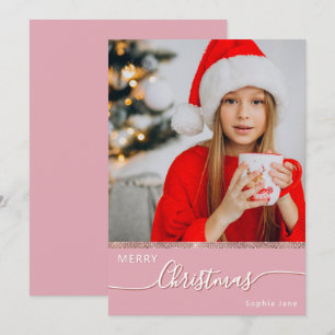 Personalizado Una Foto Rosa Feliz Navidad