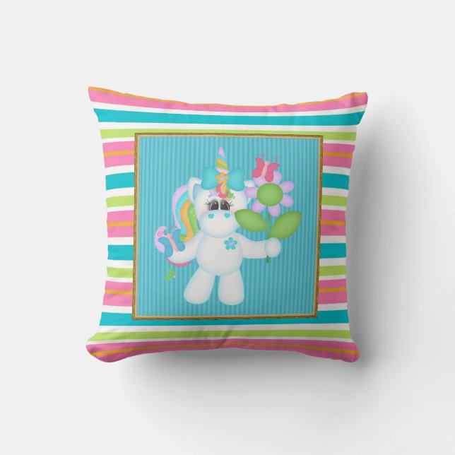 Personalizado unicornio habitación tirar almohada (Anverso)