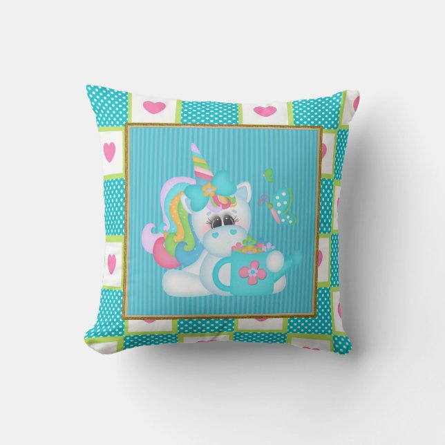 Personalizado unicornio habitación tirar almohada (Anverso)