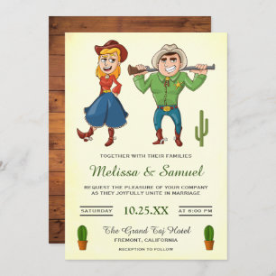 Personalizado Vaquera  Pareja Invitación a matrimo
