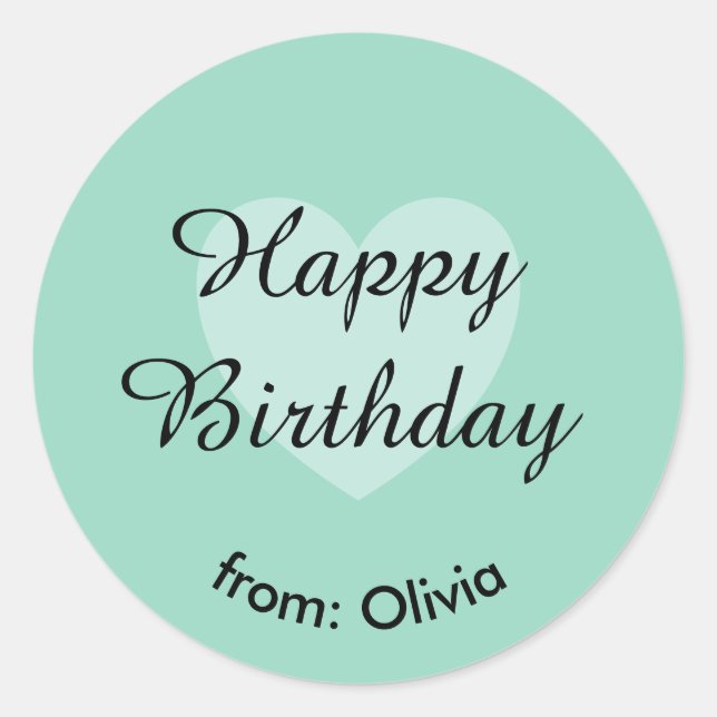 Personalizado Verde azulado suave Pegatina de cump (Anverso)