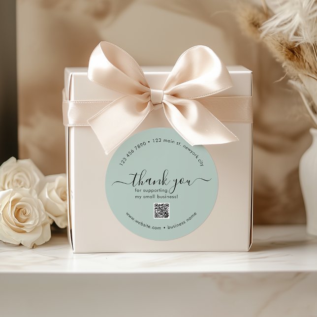 Personalizado Verde Claro Gracias Pegatinas Con Có (Light Green Custom Thank You Stickers With QR Code)