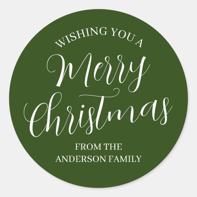 Personalizado Verde Feliz Pegatina navideño (Anverso)
