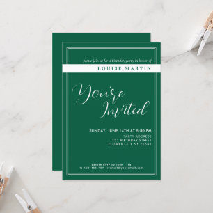 Personalizado Verde Profundo Rica Invitación al cu