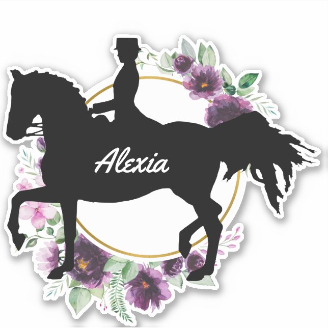 Personalizado Vestido Caballo Nombre Pegatina Flor (Anverso)