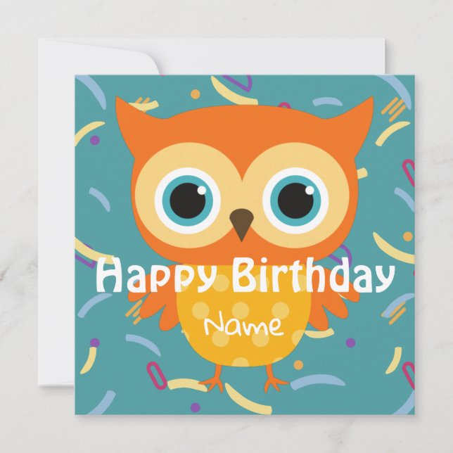Personalizado vintage búho cumpleaños lindo Tarjet (Anverso)