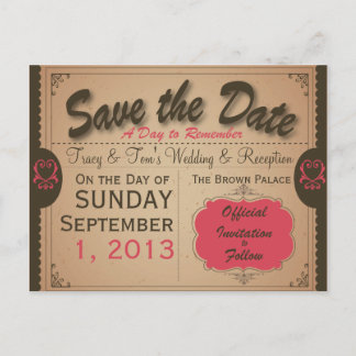 Personalizado Vintage Guardar postal de fecha