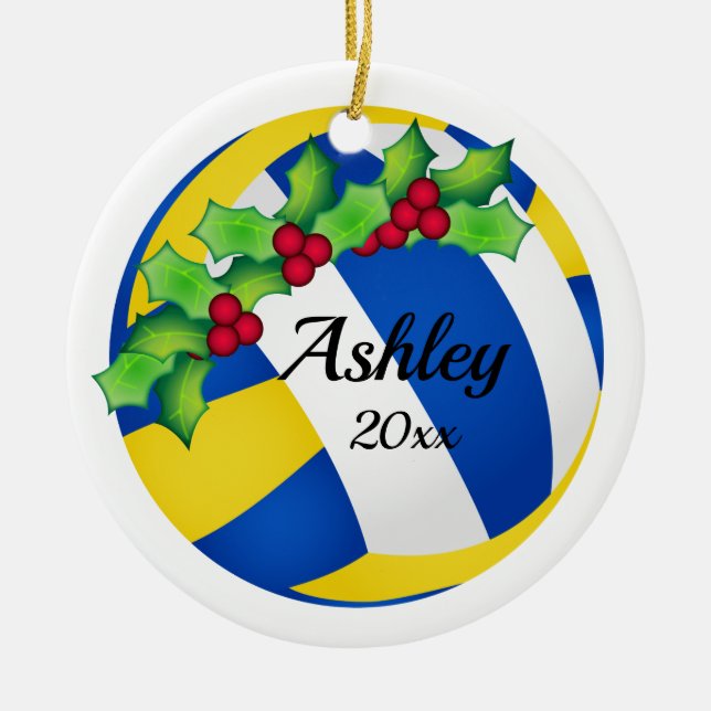 Personalizado Voleibol Navidad Ornamento azul - Am (Frente)