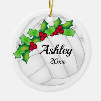 Personalizado Voleibol Navidad Ornamento Blanco