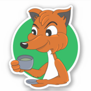 Personalizado zorro beber té - pegatina vinílico